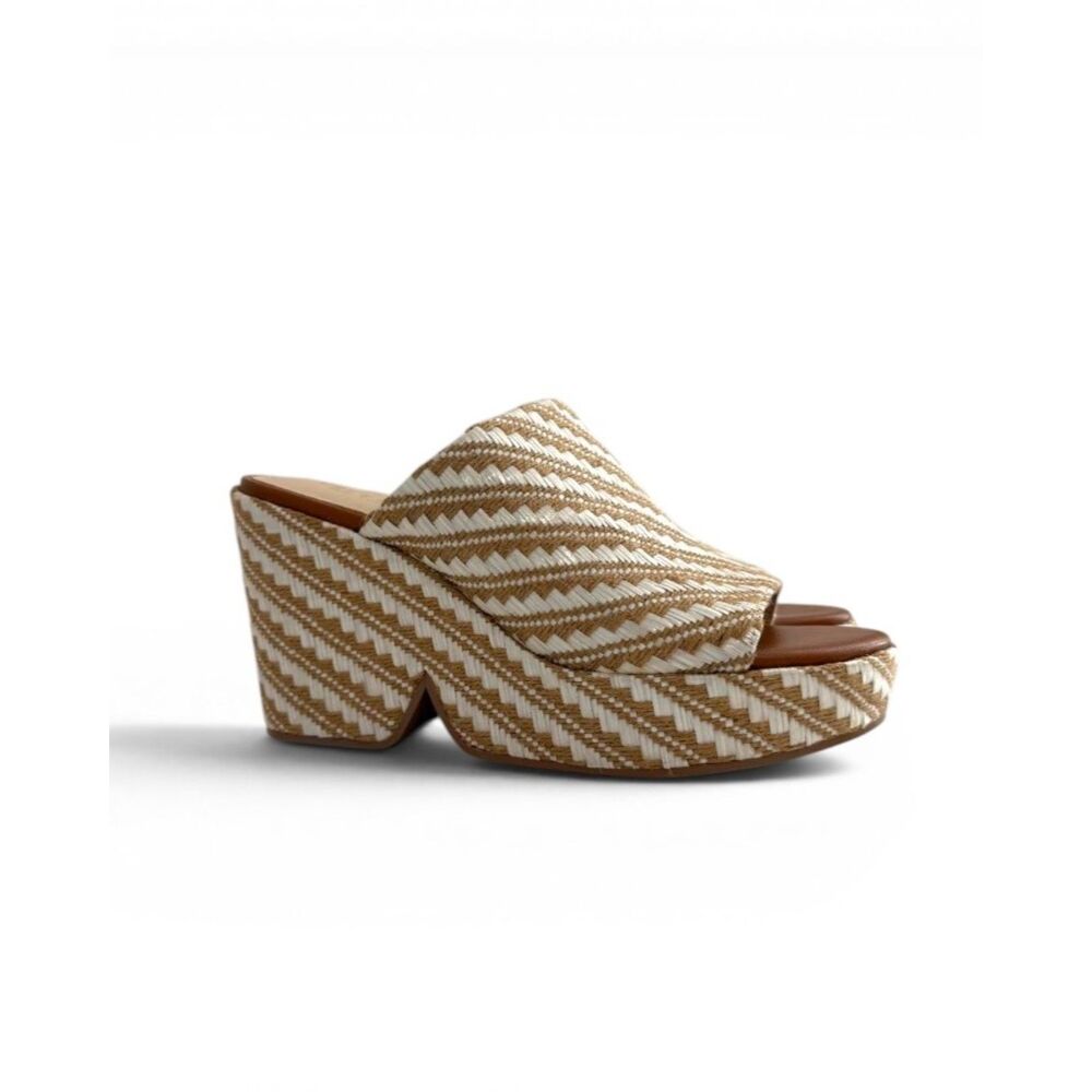 Cecelia New York Frost White Natural Raffia Platform Sandals, NEW! 8.5M